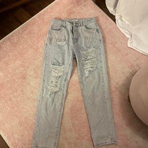 adika high waist rhinestone jeans